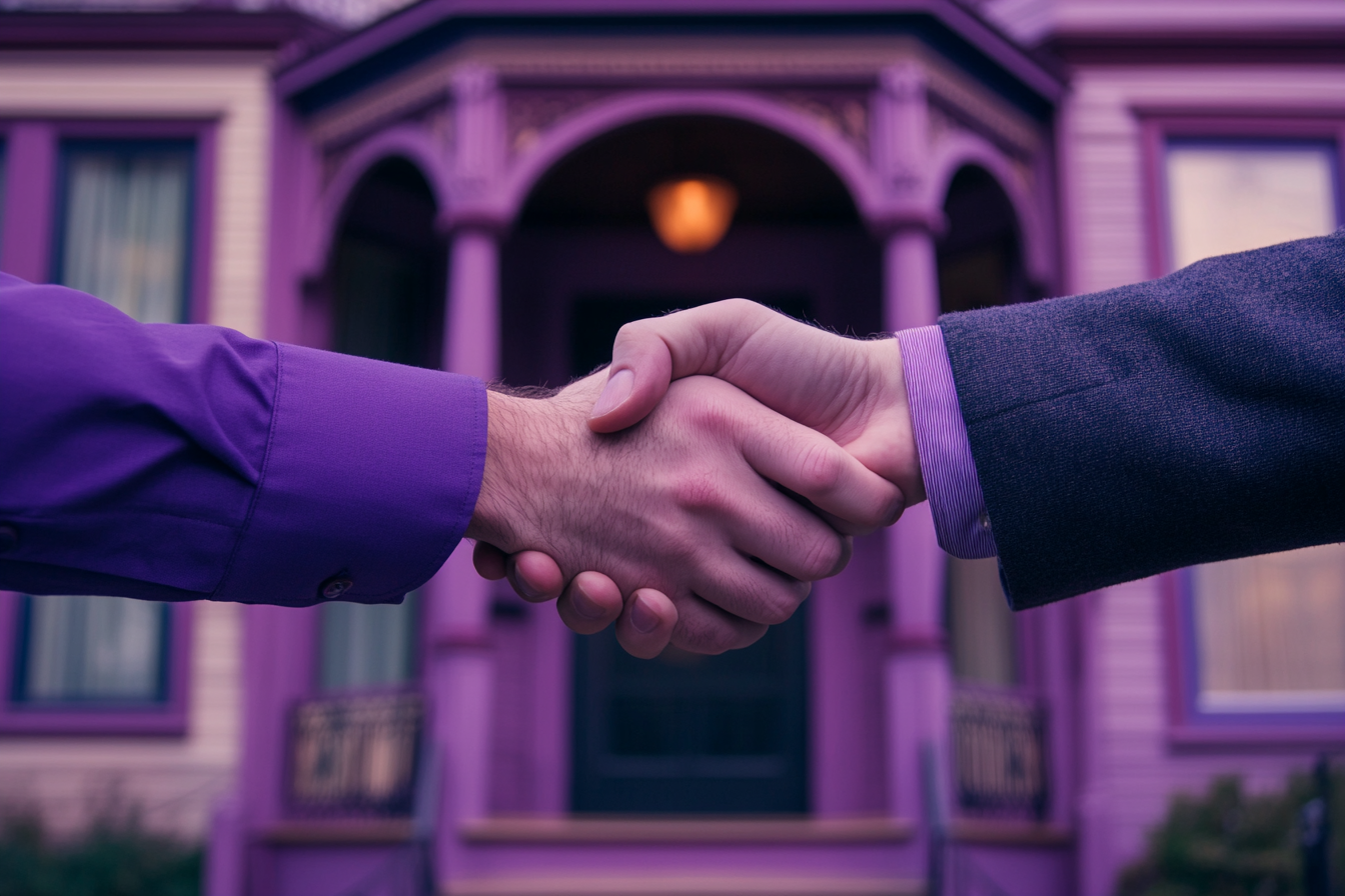 Representação de IA de um aperto de mão para indicar o fechamento de uma venda de propriedade